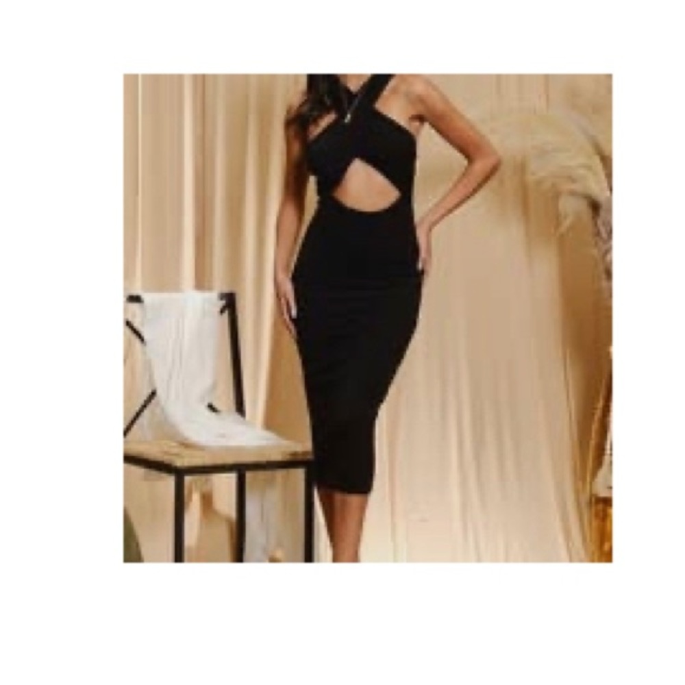 Endless Blu cross over ribbed dress